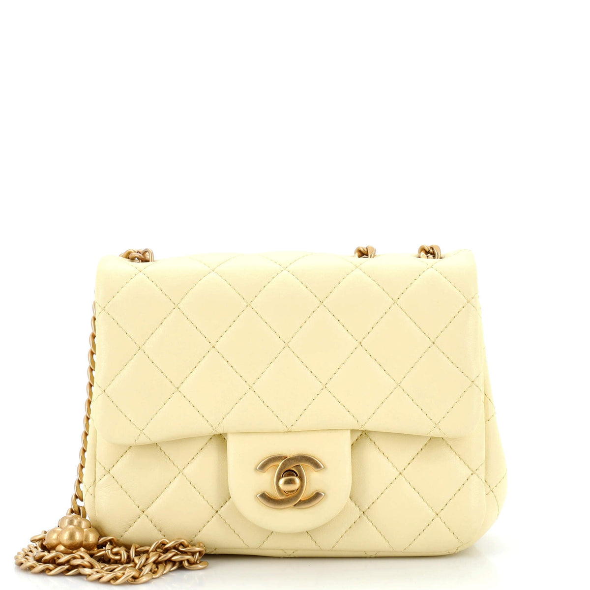 Chanel CHANEL Sweet Camellia Adjustable Chain Square Flap Bag Quilted Lambskin Mini