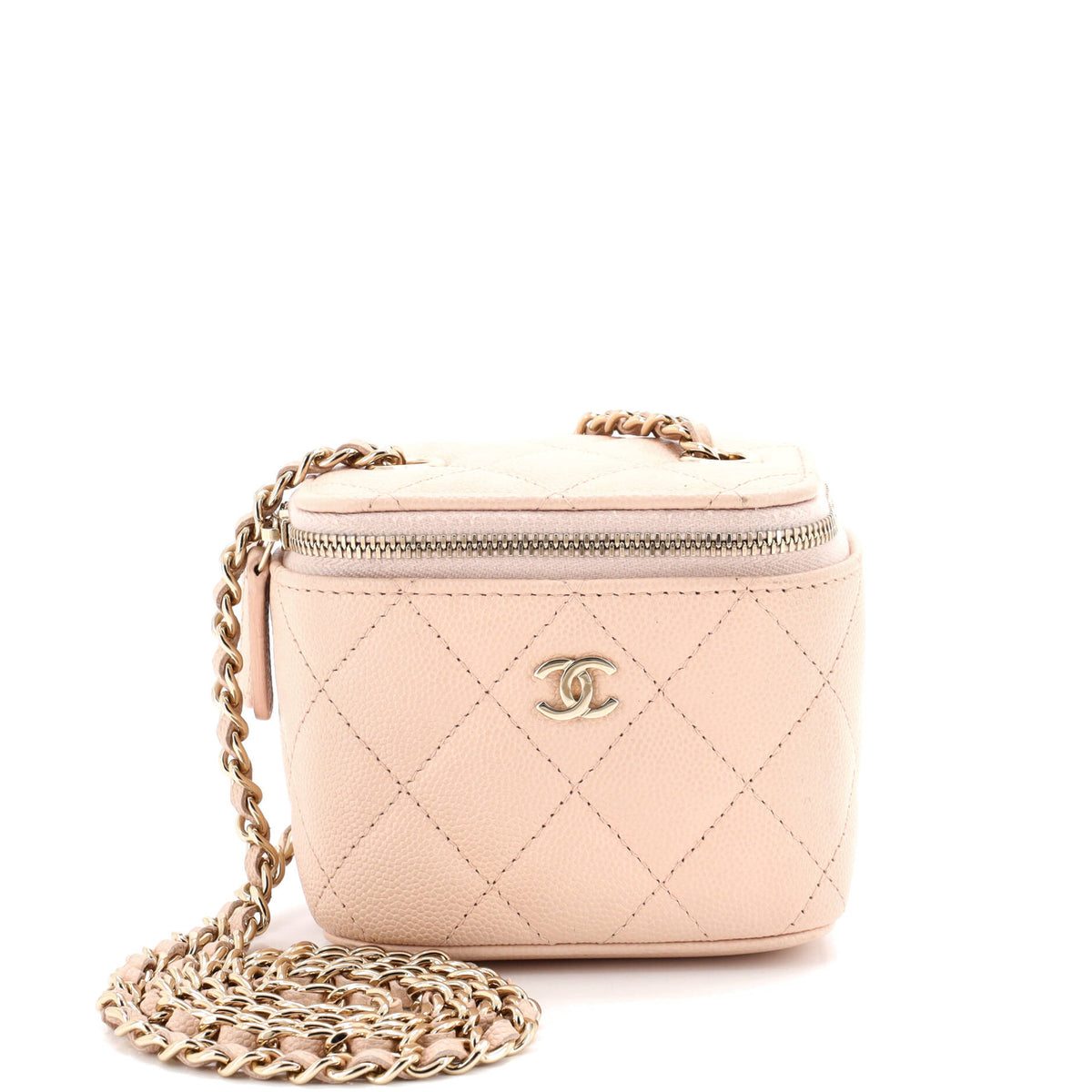 Chanel CHANEL Classic Vanity Case with Chain Quilted Caviar Mini
