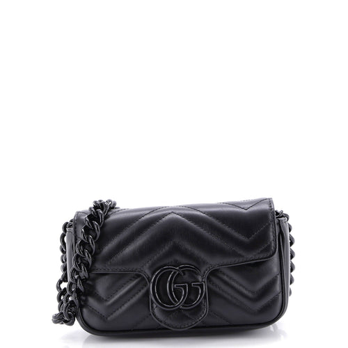 GUCCI GG Marmont Flap Belt Bag Matelasse Leather