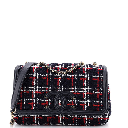CHANEL Filigree Flap Bag Quilted Tweed Small