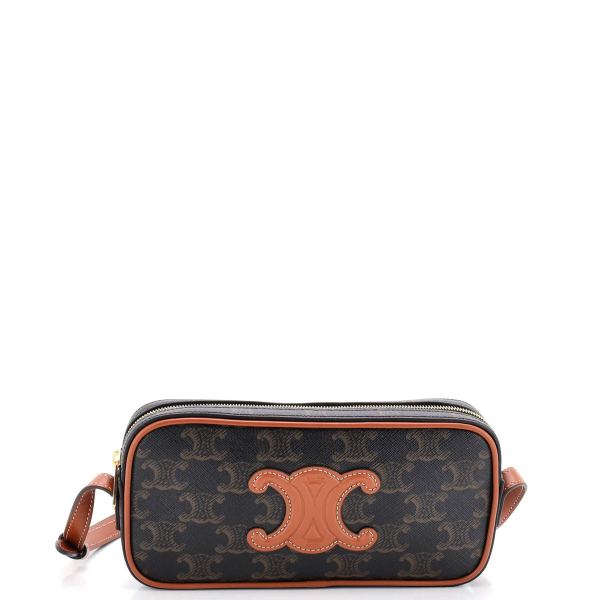 Celine CELINE Cuir Triomphe Camera Shoulder Bag Triomphe Coated Canvas with Leather Small