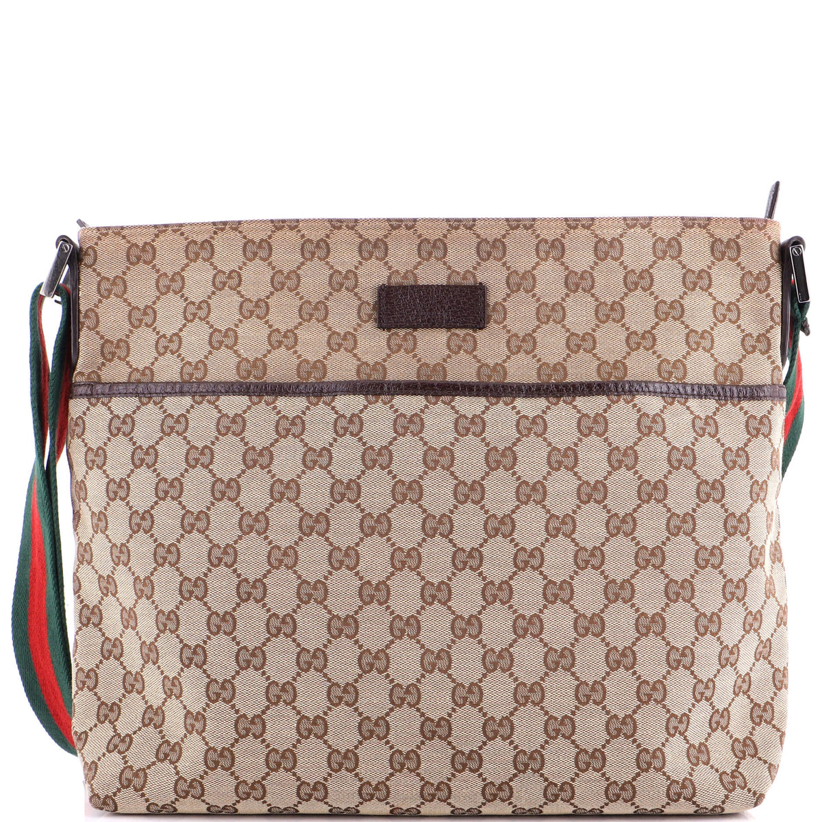 Gucci GUCCI Front Pocket Web Messenger GG Canvas Medium