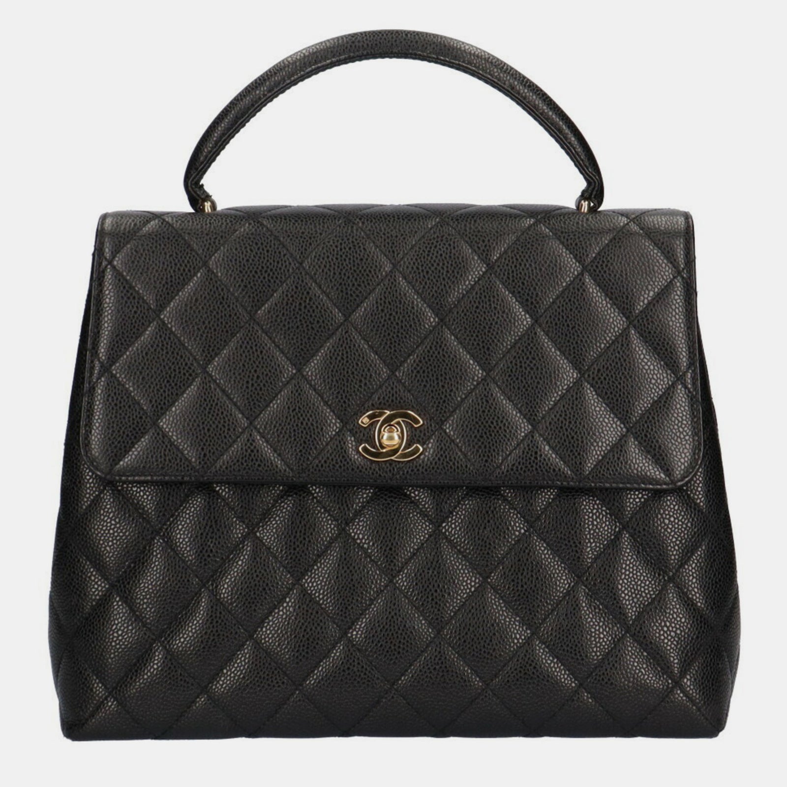 Chanel Sac Kelly vintage en cuir caviar noir