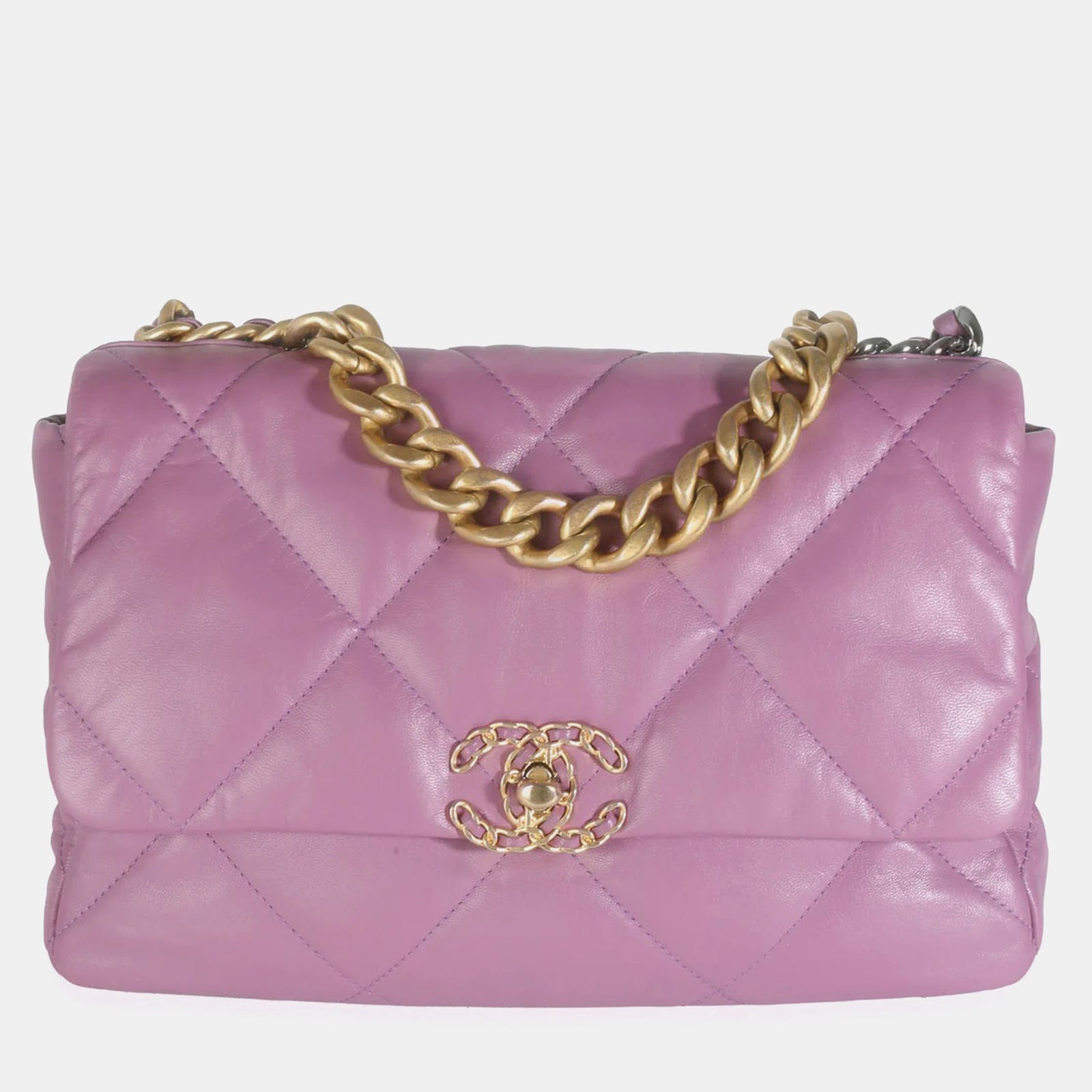 Chanel 20B Purple Quilted Lambskin Medium 19 Flap Bag