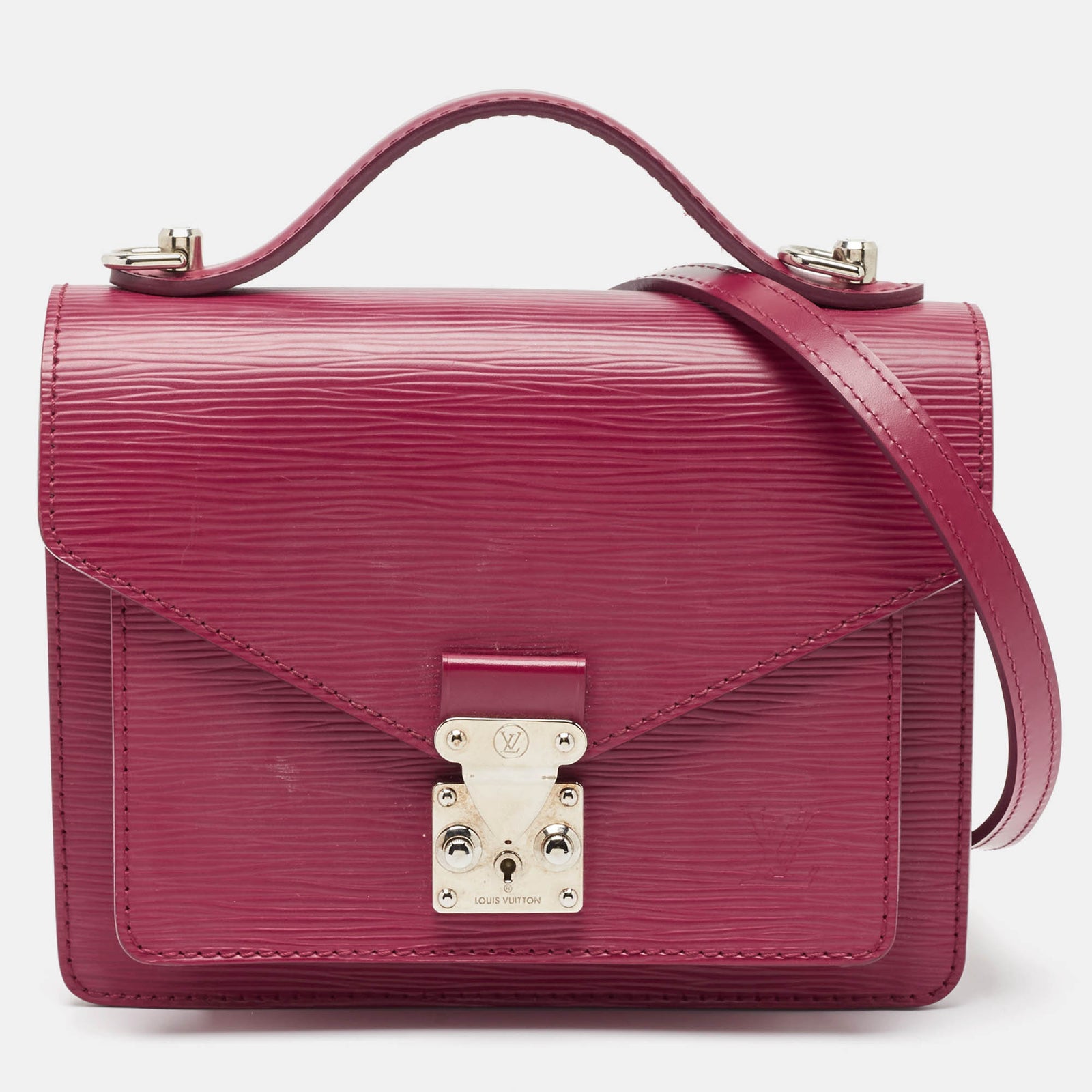 Louis Vuitton Sac Monceau BB en cuir épi fuchsia