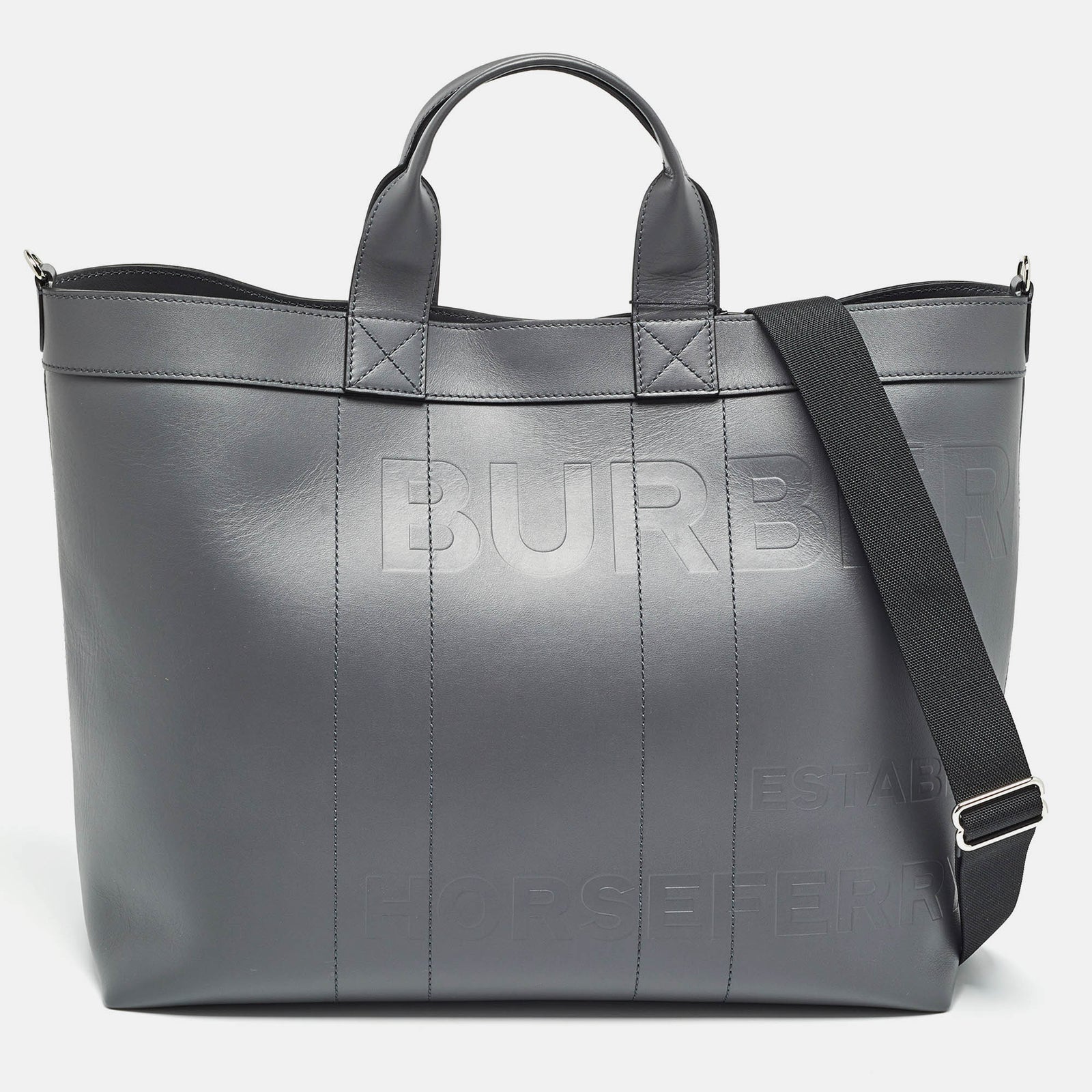 Burberry Ash Grey Leather Ormond Tote