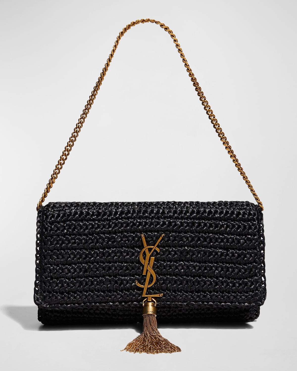 Saint Laurent Kate 99 YSL Tassel Shoulder Bag in Raffia