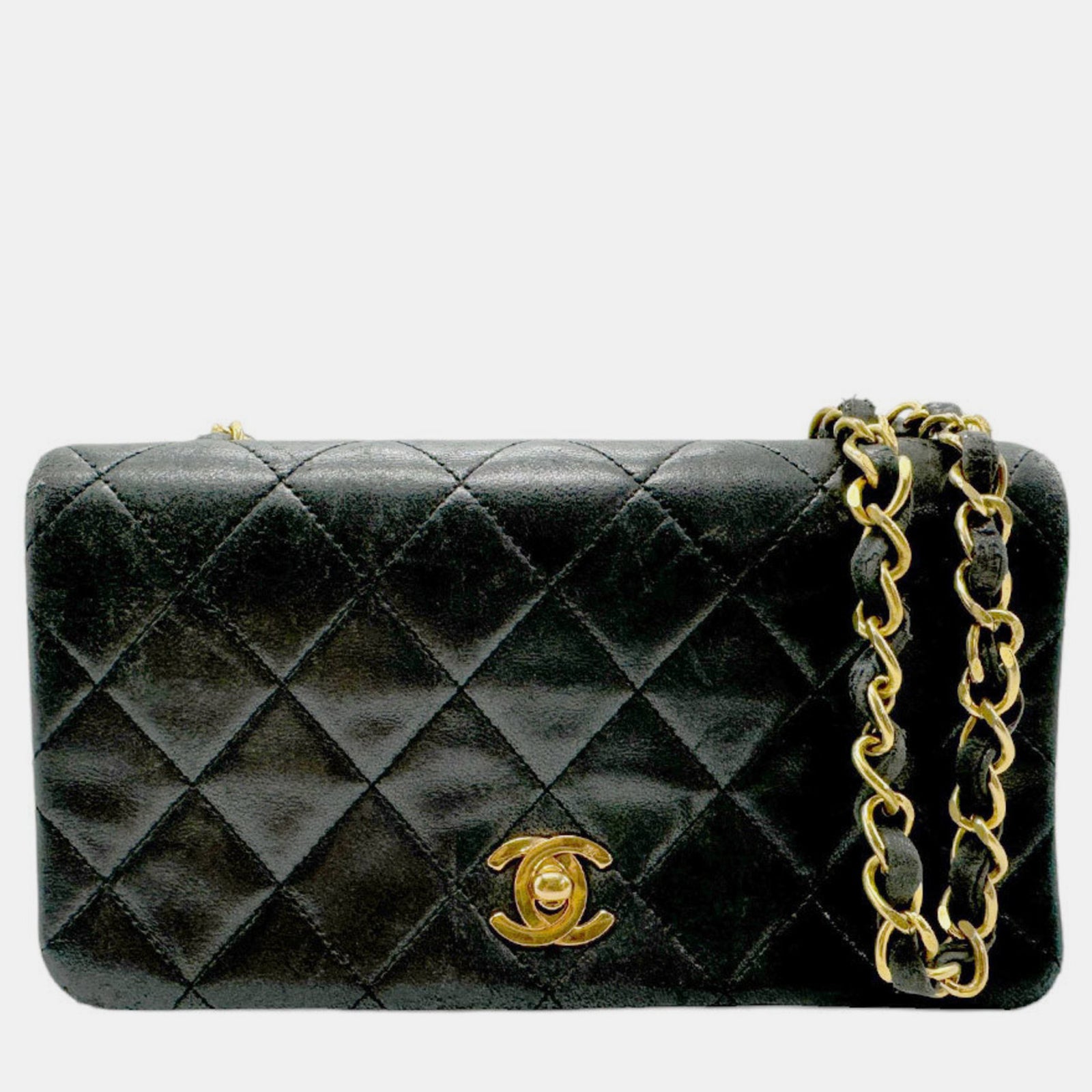 Chanel Schultertasche aus Lammleder in Schwarz und Gold