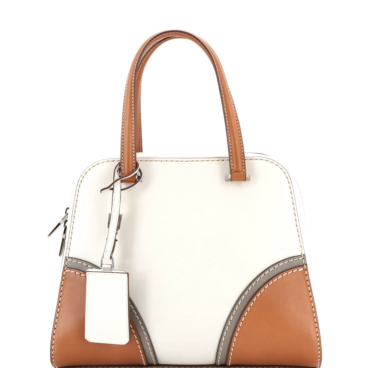 Prada PRADA Bauletto Dome Convertible Satchel Leather Medium