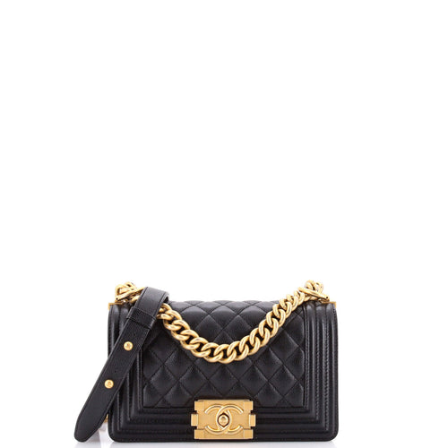 CHANEL Boy Flap Bag Quilted Caviar Small