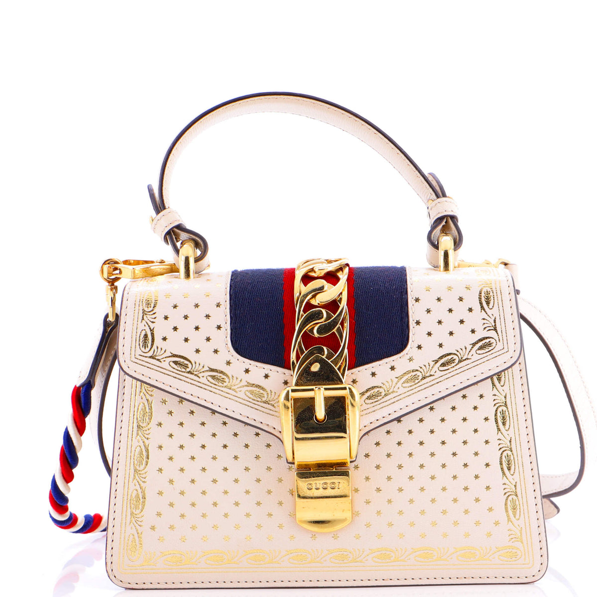 Gucci GUCCI Sylvie Top Handle Bag Printed Leather Mini