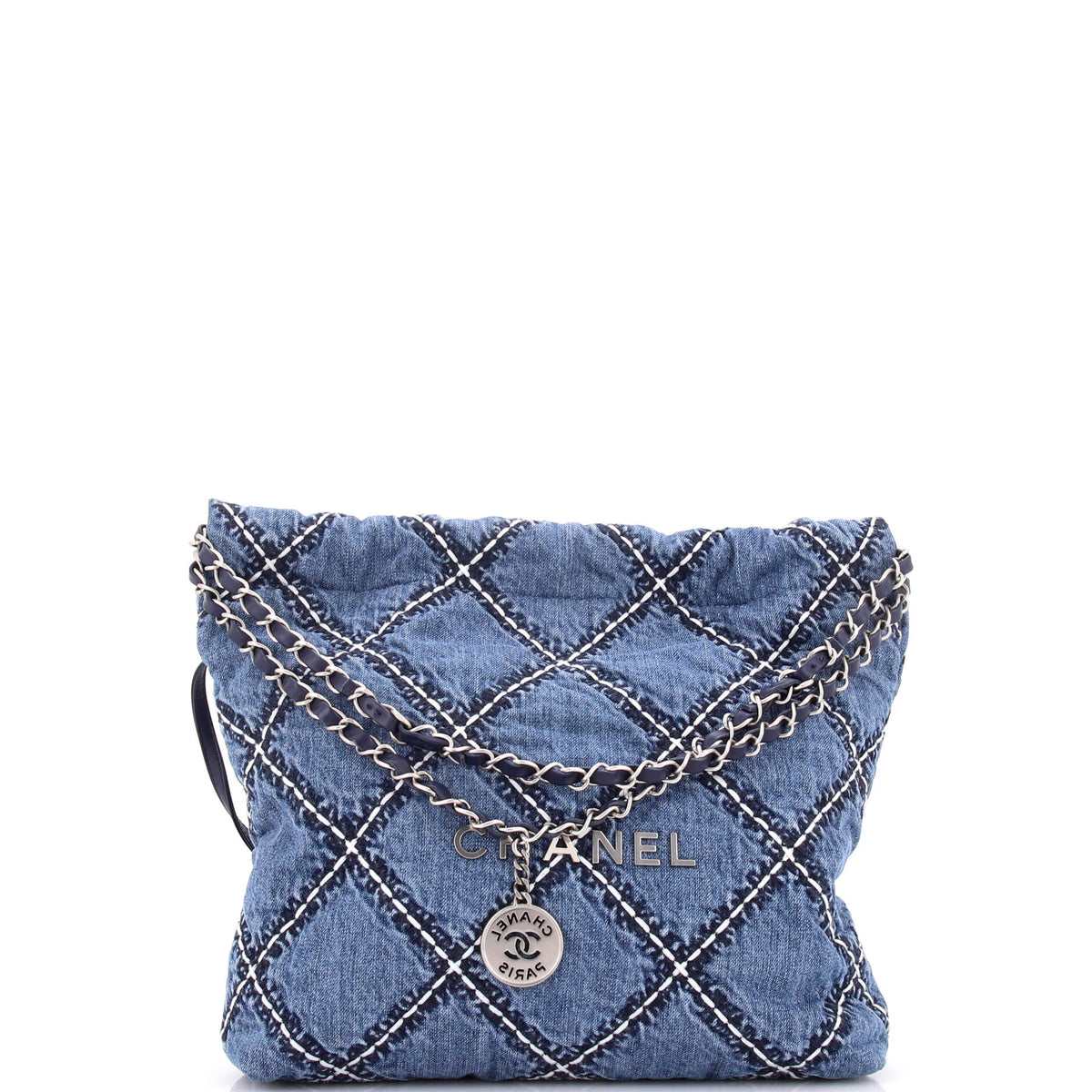 Chanel CHANEL 22 Chain Hobo Quilted Stitched Denim Small