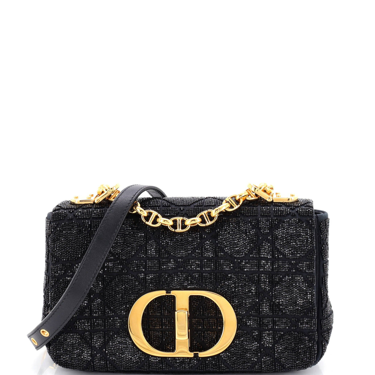 Christian Dior Caro Bag Beaded Cannage Quilt Satin Small