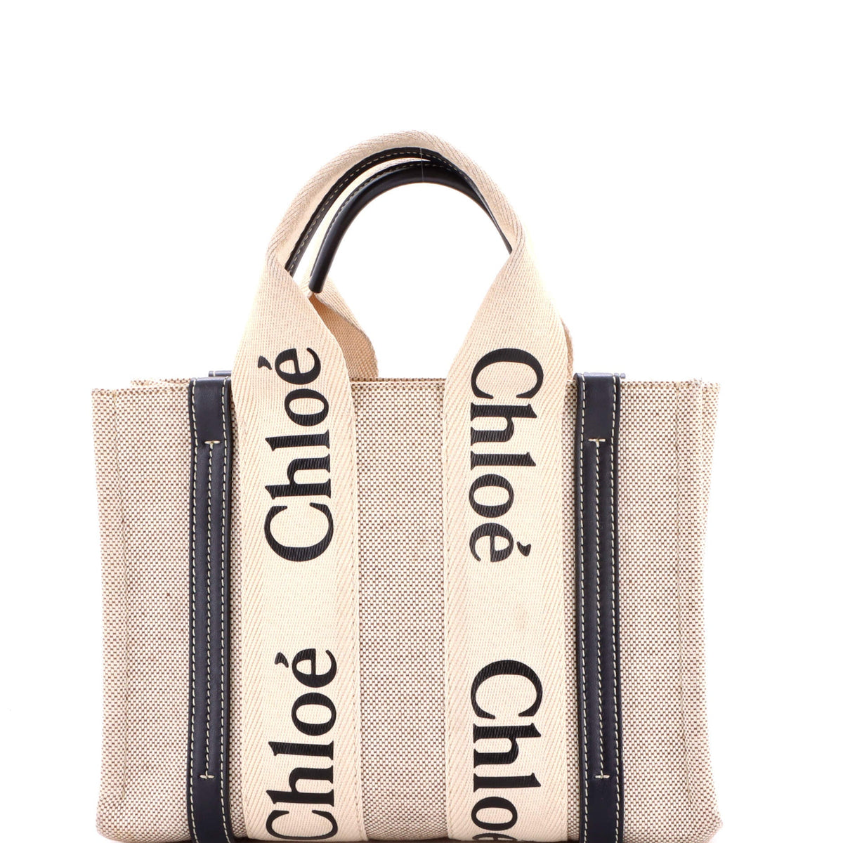 Chloe CHLOE Woody Tote Canvas with Leather Small