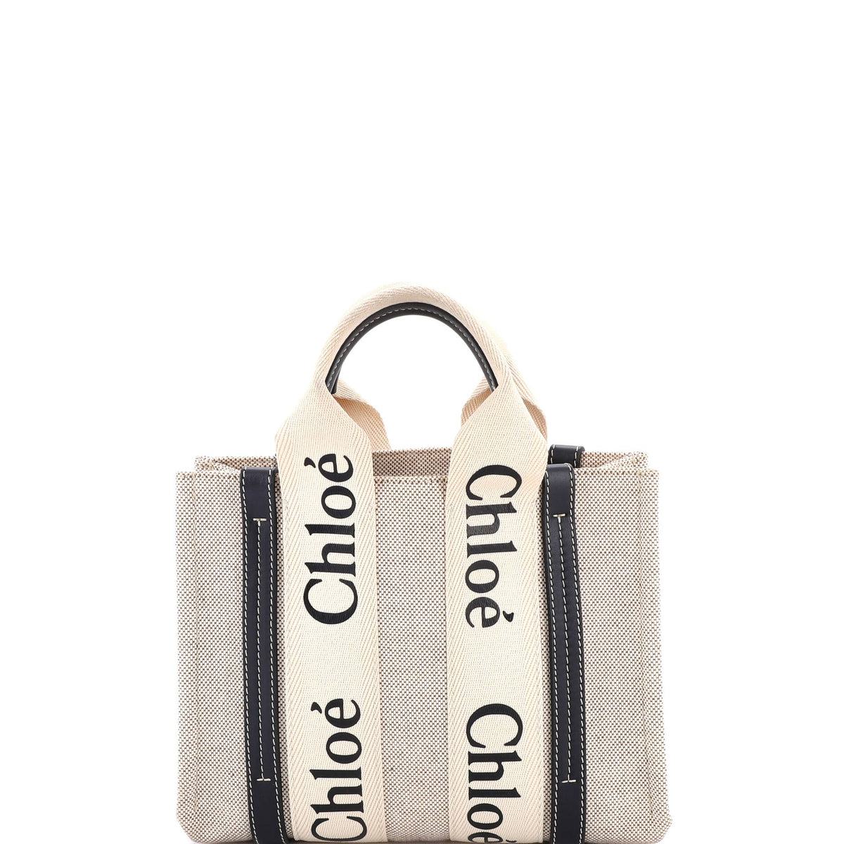 Chloe CHLOE Woody Tote Canvas with Leather Small