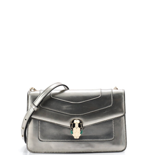 BVLGARI Serpenti Forever Shoulder Bag Metallic Leather Small
