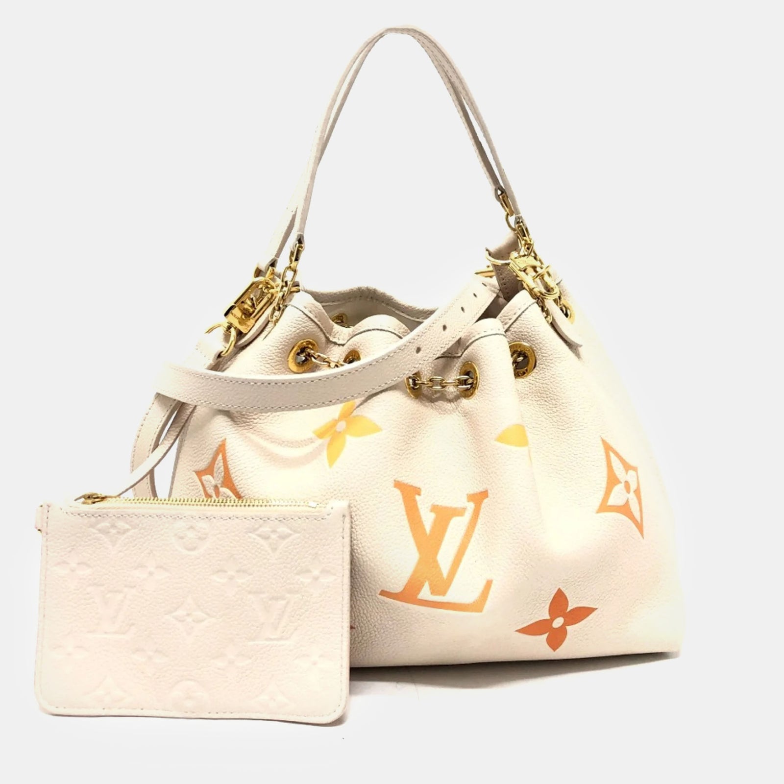 Louis Vuitton Sac à poignée supérieure en cuir Empreinte beige à monogramme dégradé géant Empreinte Summer Bundle