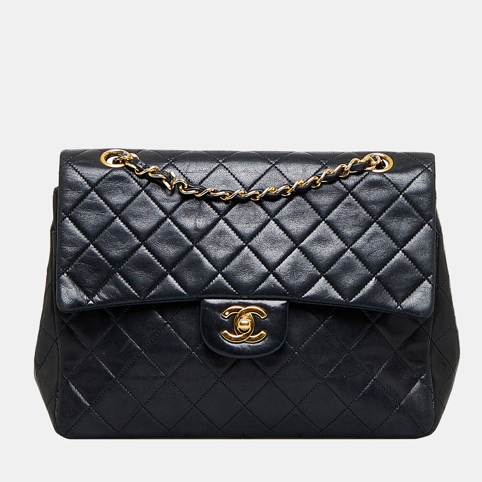 Chanel Black Medium Tall Classic Lambskin Double Flap