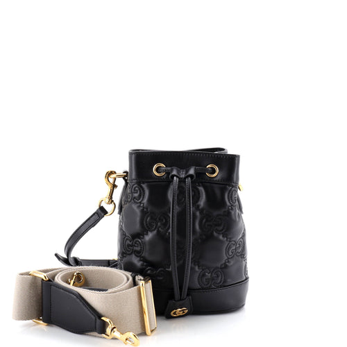 GUCCI GG Convertible Bucket Bag GG Matelasse Leather Small