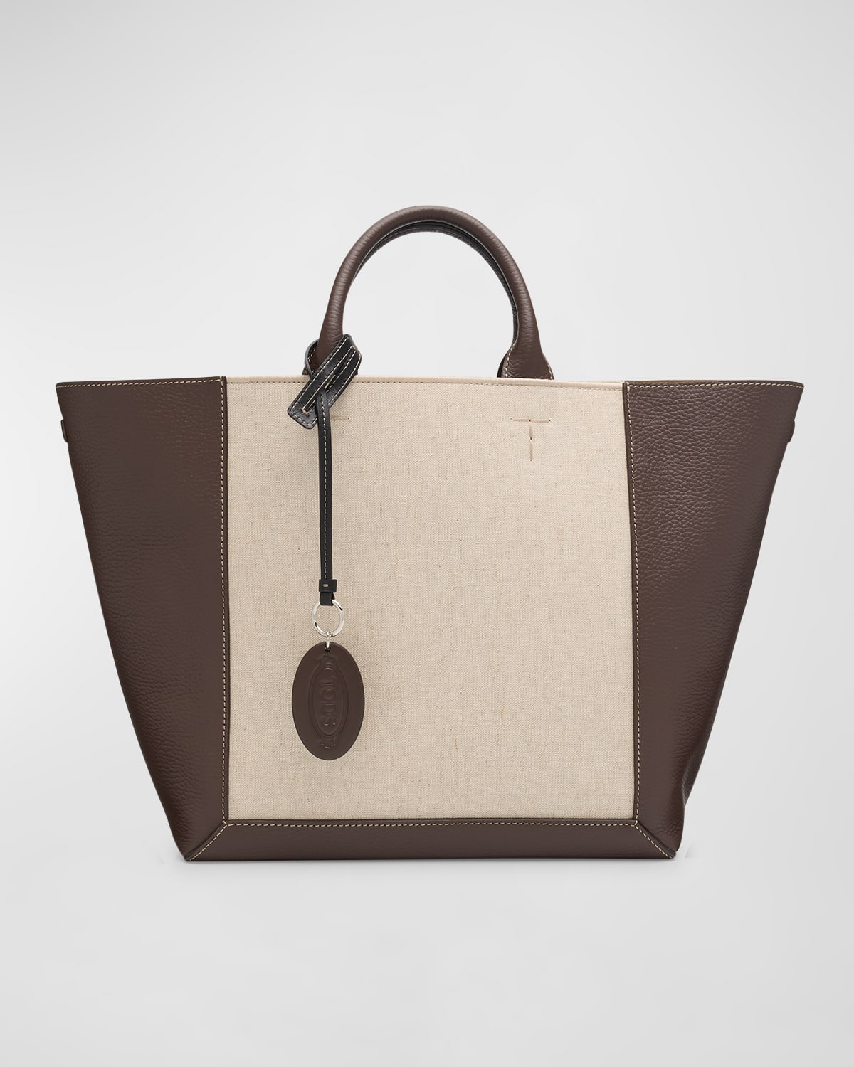 Tod's Medium Double Up Leather and Canvas Shopping Bag