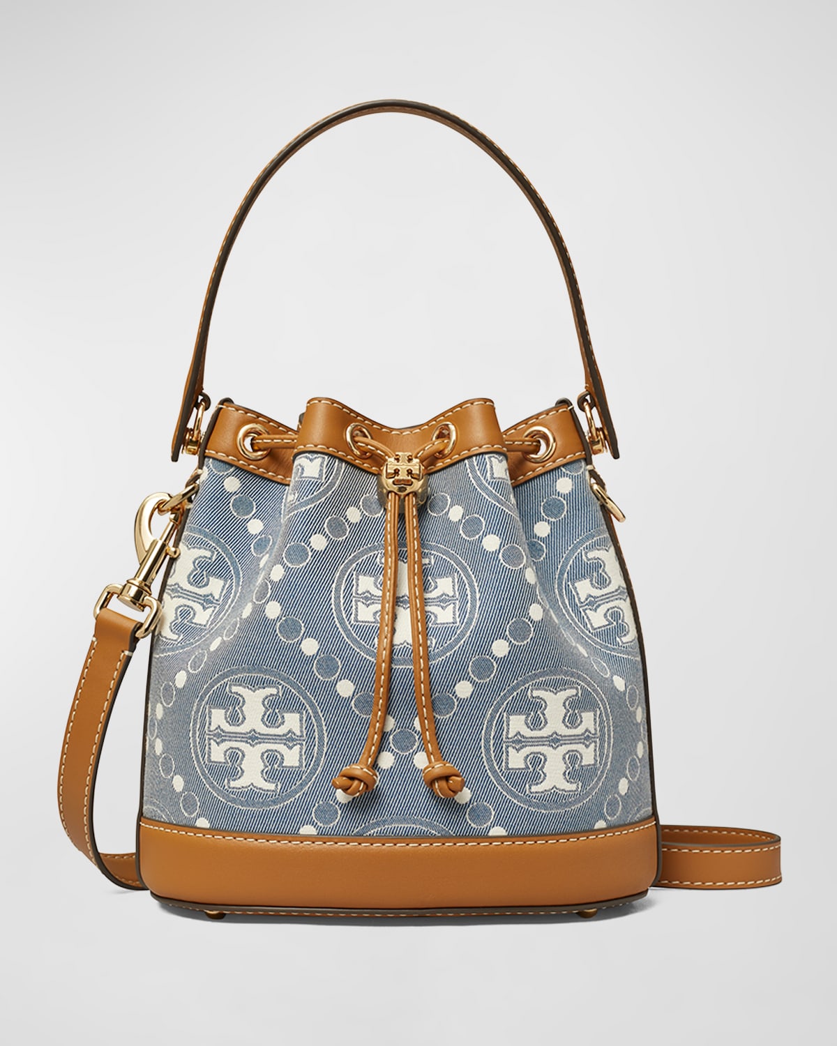 Tory Burch T Monogram Denim Bucket Bag