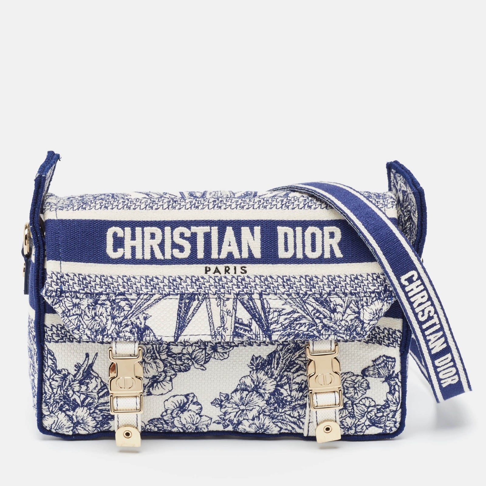 Dior Diorcamp Tasche aus Canvas in Marineblau/Weiß mit Stickerei