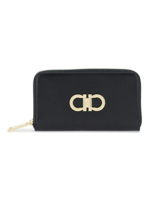 Women's Salvatore Gancini Zip Around Wallet in Black | 2206260770772