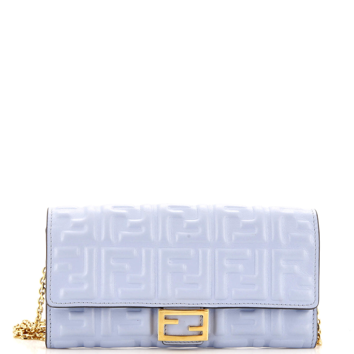 Fendi FENDI Baguette Continental Wallet on Chain Zucca Embossed Leather