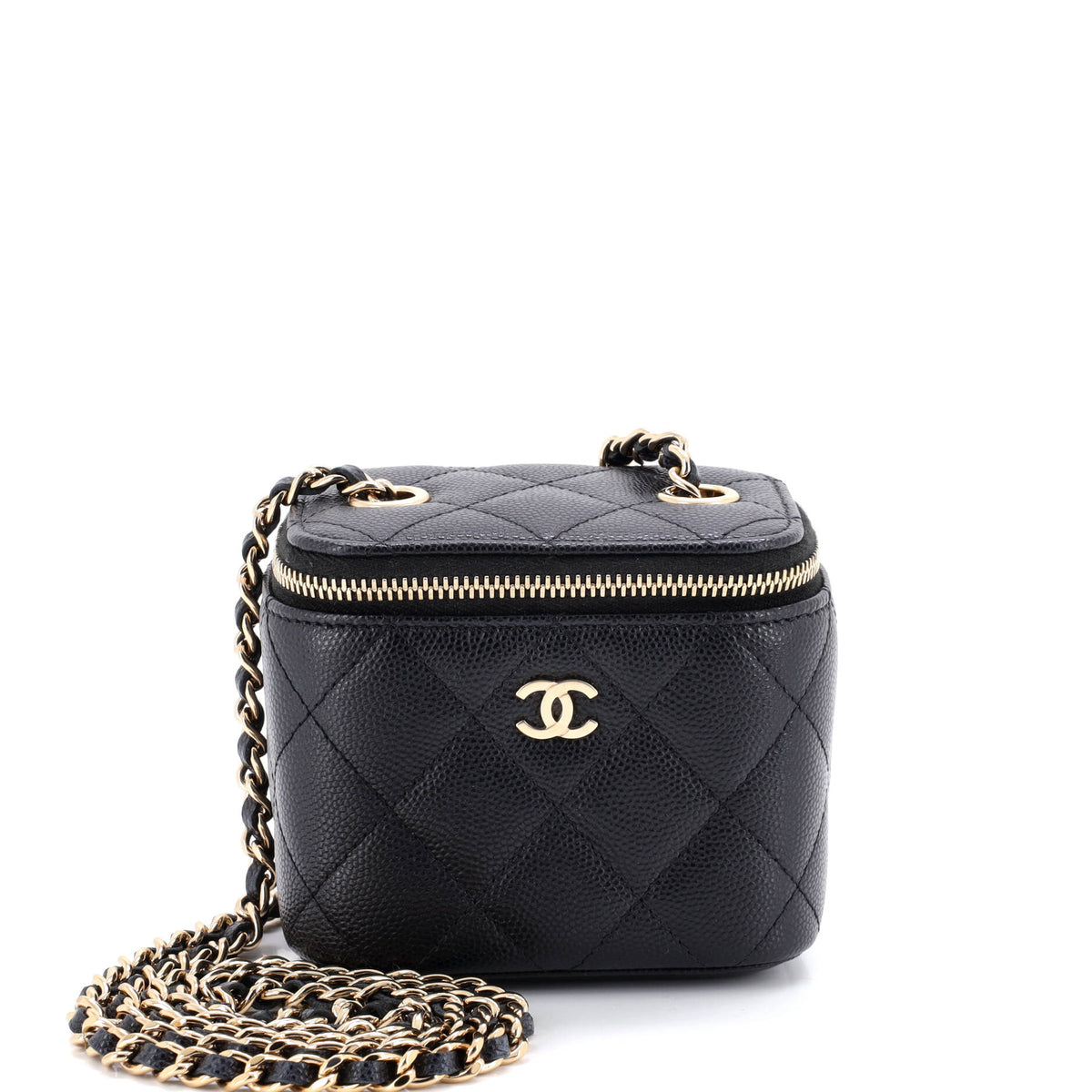 Chanel CHANEL Classic Vanity Case with Chain Quilted Caviar Mini