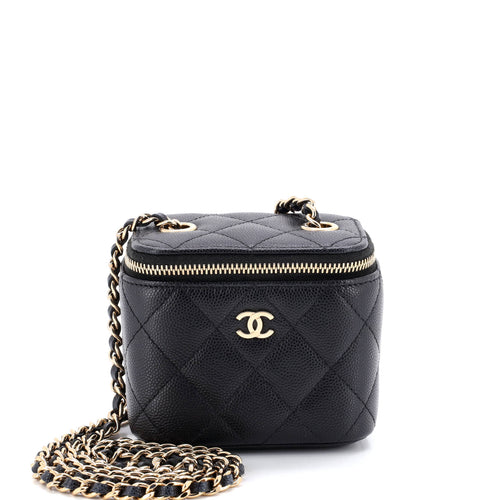 CHANEL Classic Vanity Case with Chain Quilted Caviar Mini