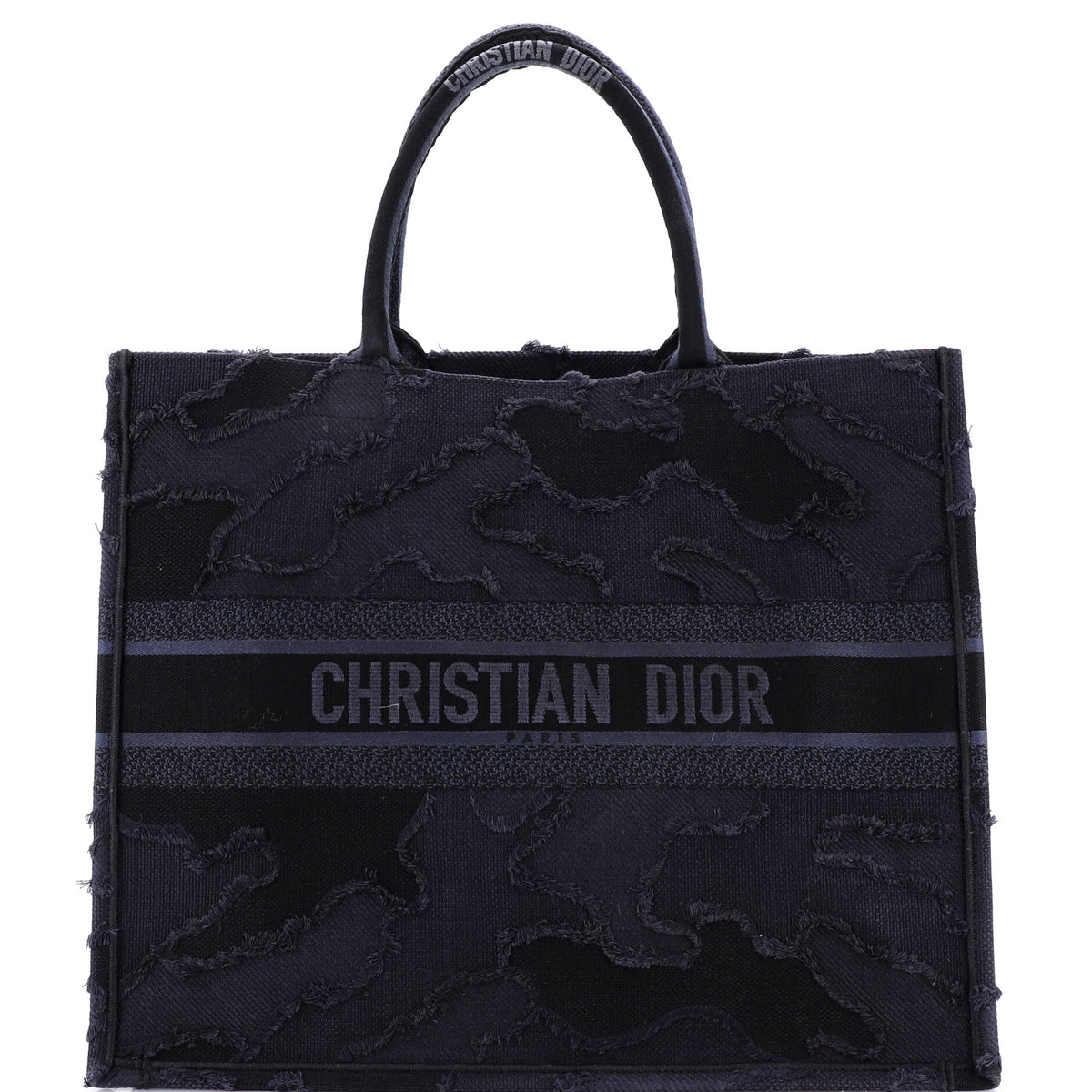 Christian Dior Book Tote Camouflage Embroidered Canvas Large