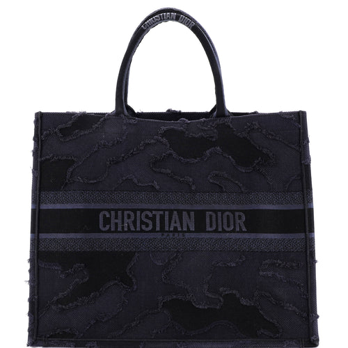 Book Tote Camouflage Embroidered Canvas Large