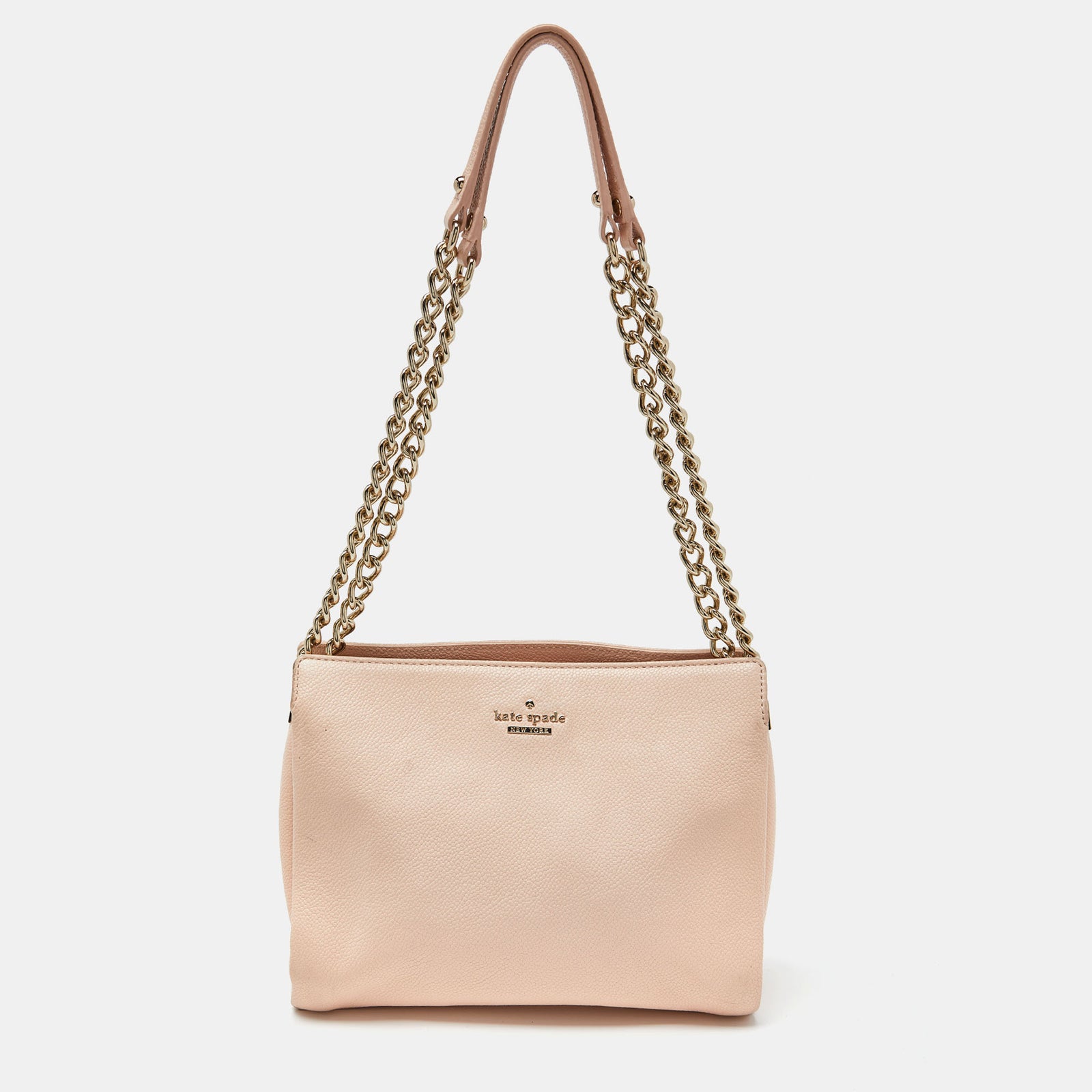 Kate Spade Pfirsichfarbene Schultertasche aus Leder mit Kette