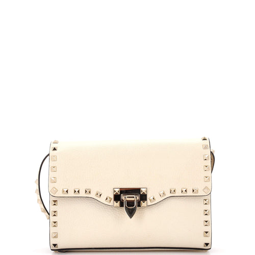VALENTINO GARAVANI Rockstud Flip Lock Flap Bag Leather Medium