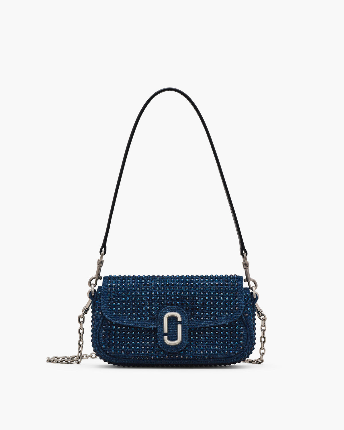 Marc Jacobs The Crystal Denim Clover Shoulder Bag in Dark Wash Crystal