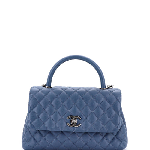 CHANEL Coco Top Handle Bag Quilted Caviar Small