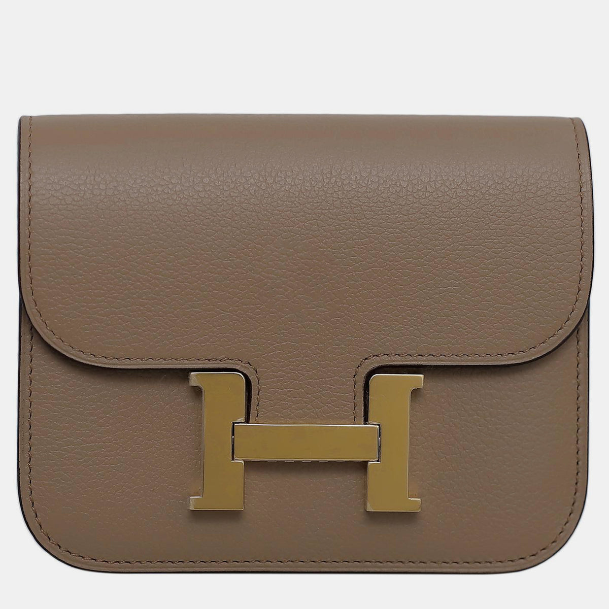 Hermès Chai Lime Evercolor Constance Slim Compact Wallet