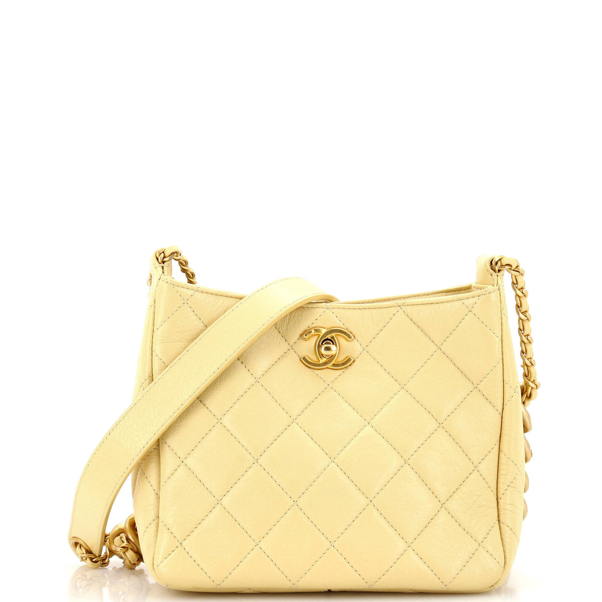 Chanel CHANEL Mixed Chain Link CC Hobo Quilted Lambskin Small