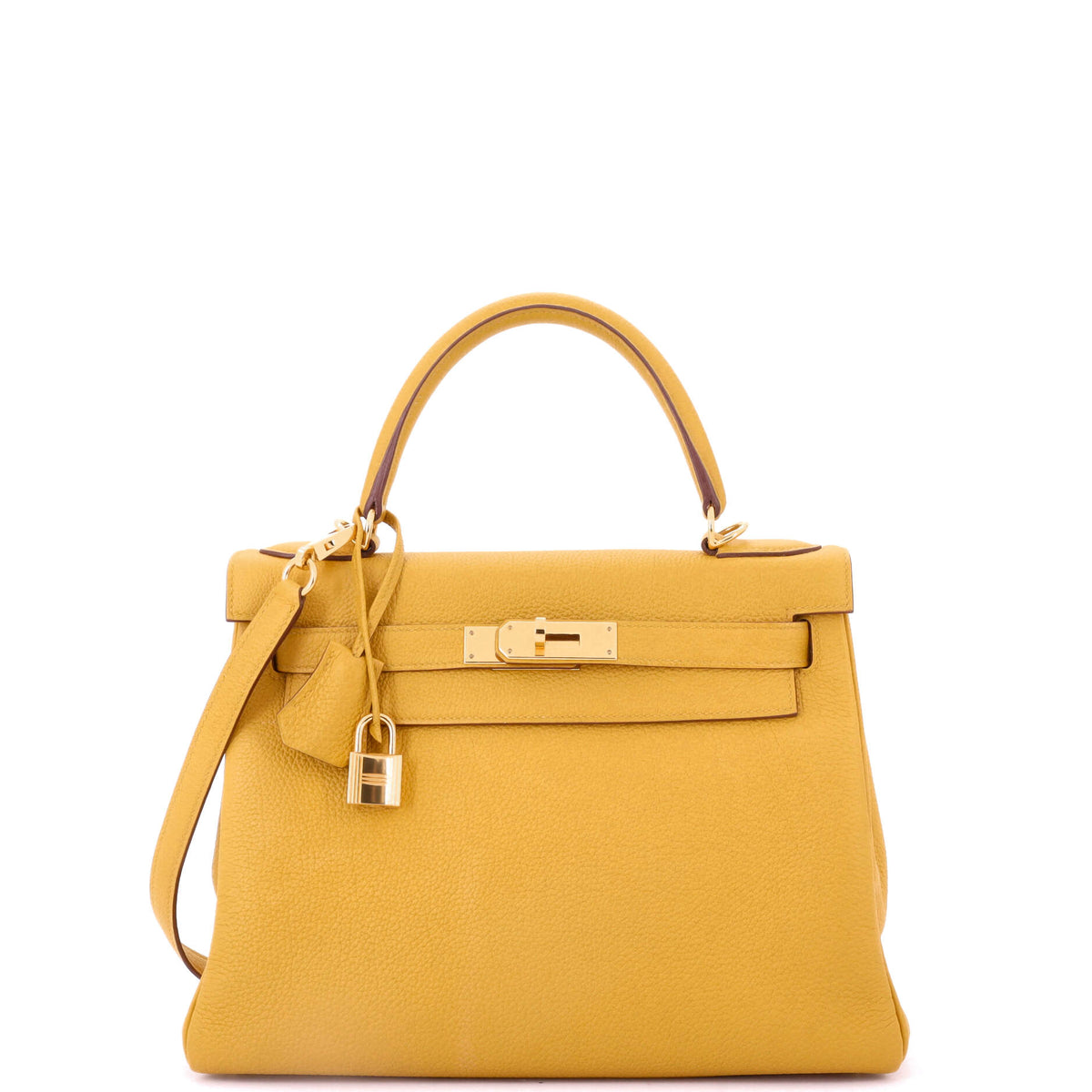Herm?s Kelly Handbag Jaune Ambre Togo with Gold Hardware 28