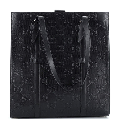 GUCCI Tote Bag GG Embossed Perforated Leather Medium