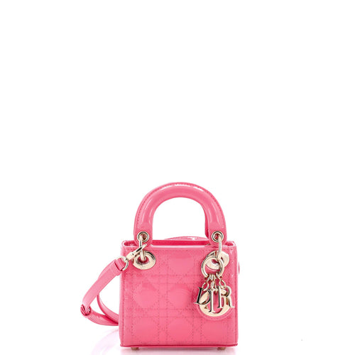 Lady Dior Bag Cannage Quilt Patent Micro