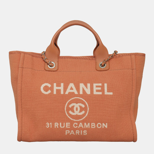 Orange Canvas Small Deauville Tote Bag