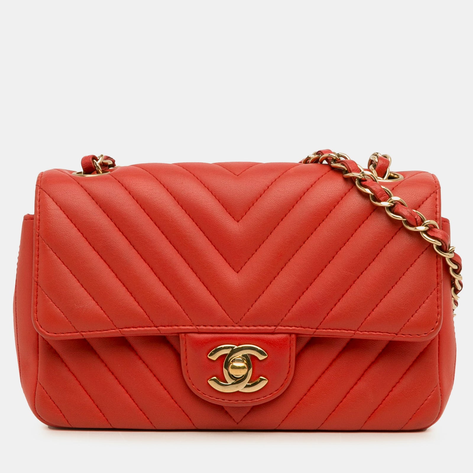 Chanel Mini Chevron Quilted Lambskin Rectangular Flap Bag