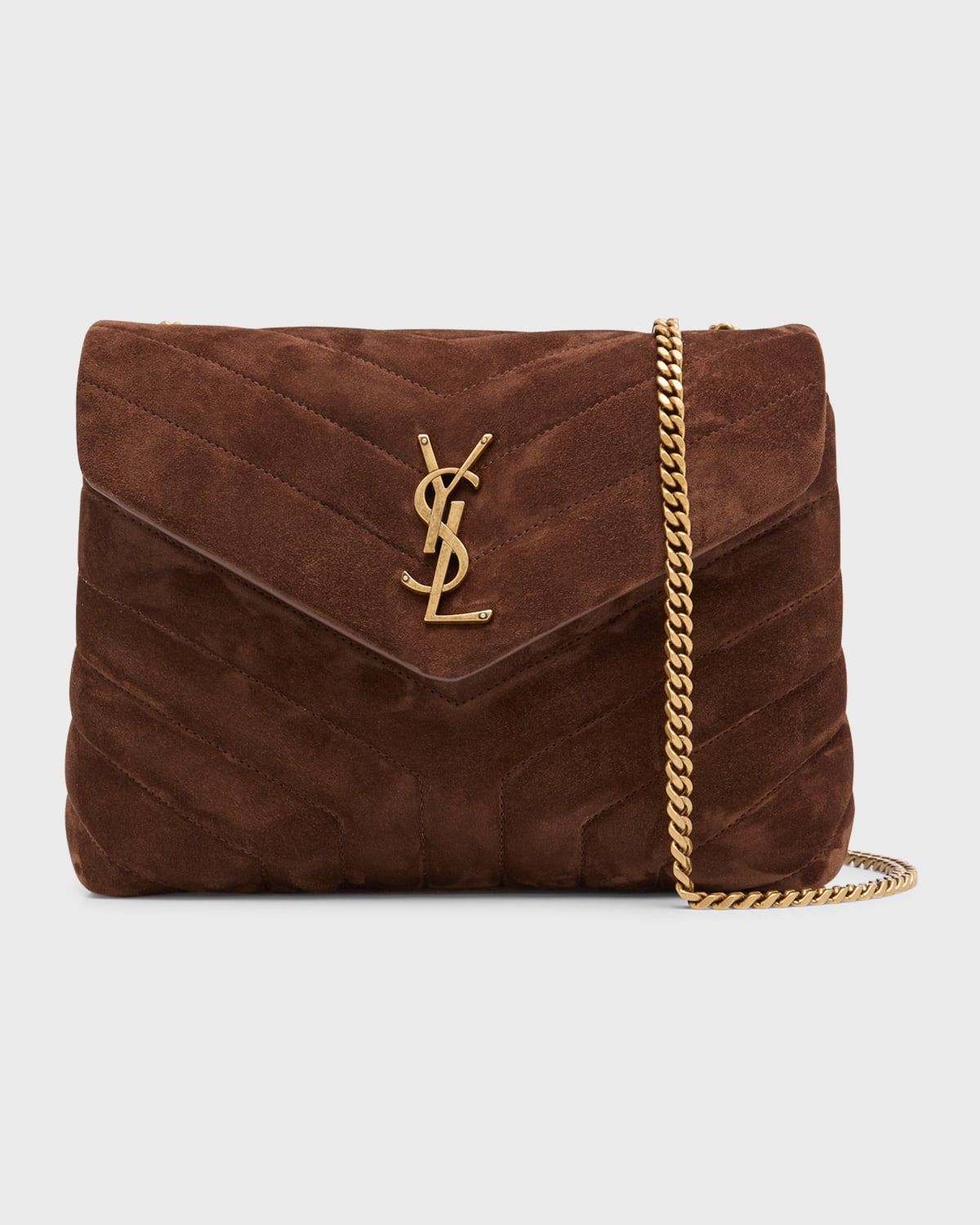 Saint Laurent Loulou Small YSL Shoulder Bag in Quilted Suede