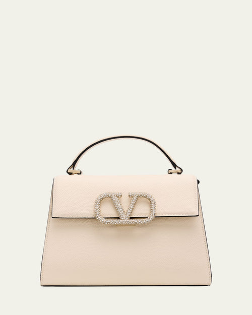 Vsling Small Leather Top-Handle Bag with Jewel VLogo
