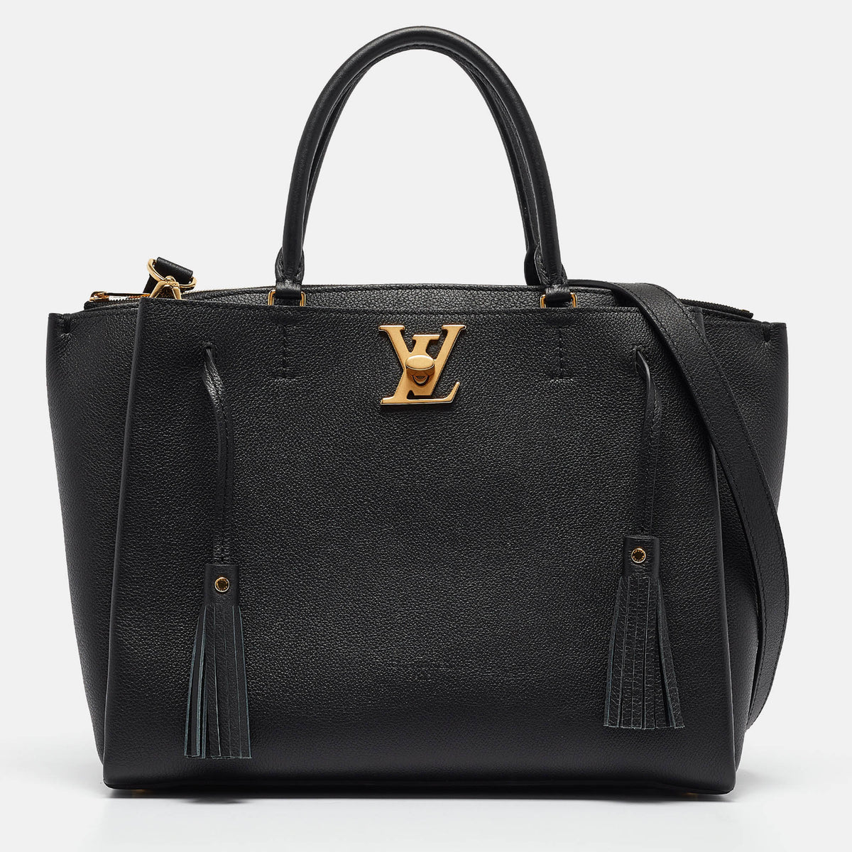 Louis Vuitton Black Leather Lockme Day MM Bag