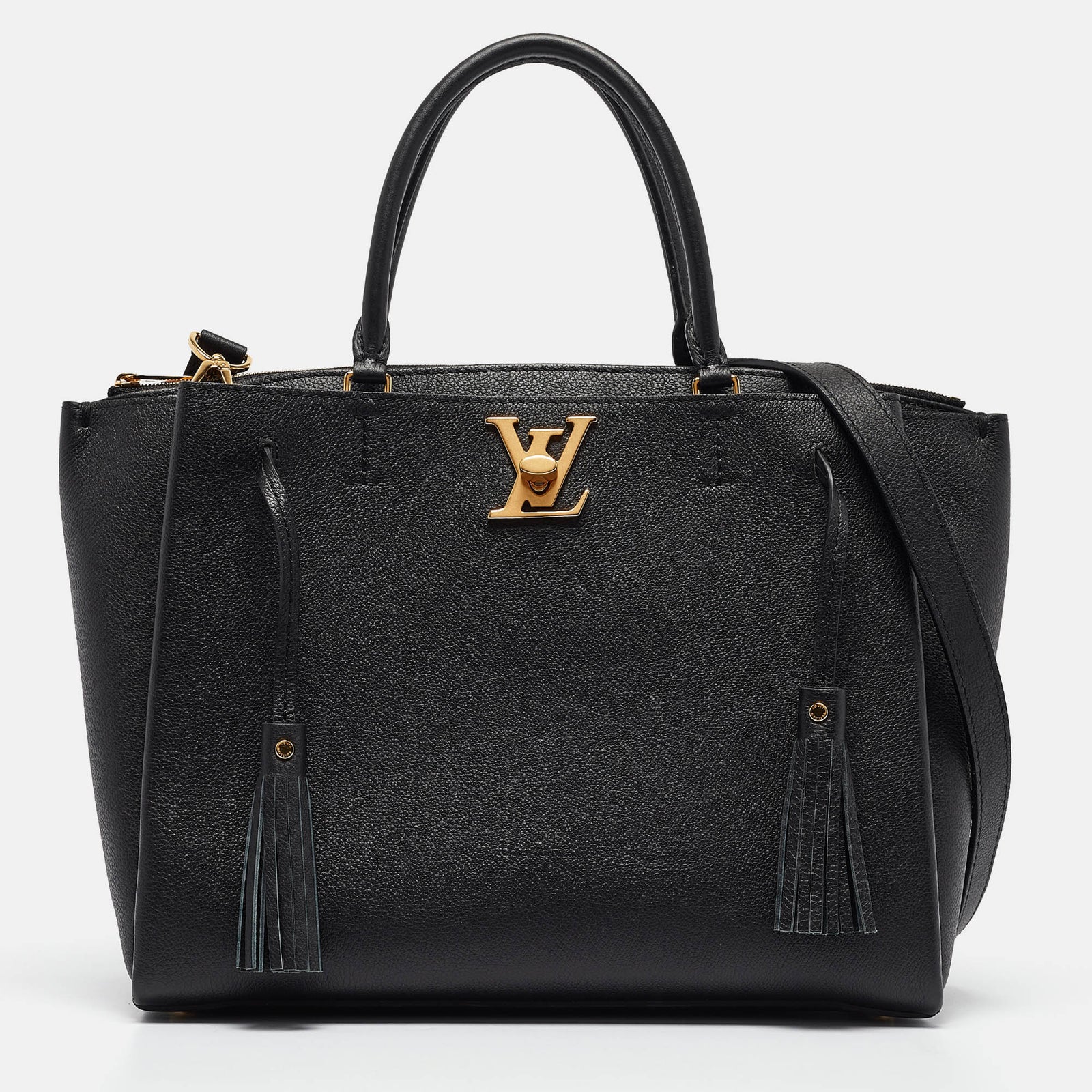 Louis Vuitton Lockme Day MM-Tasche aus schwarzem Leder