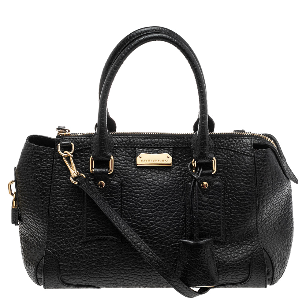 Burberry Black Grained Leather Orchard Boston Bag