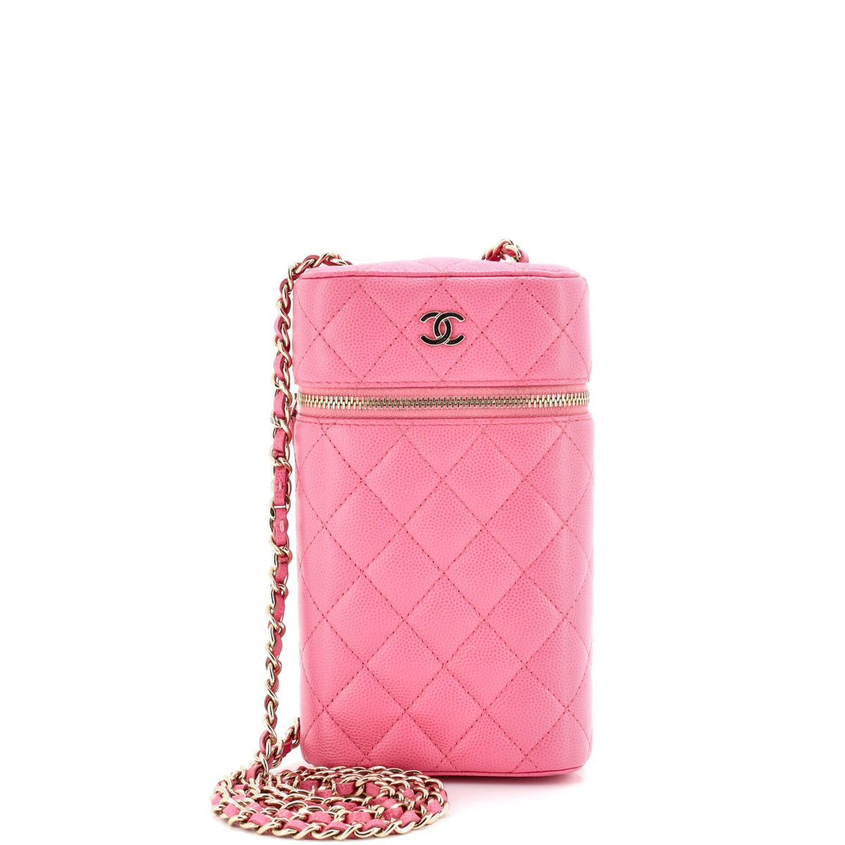 Chanel CHANEL Classic Vanity Phone Holder with Chain Quilted Caviar