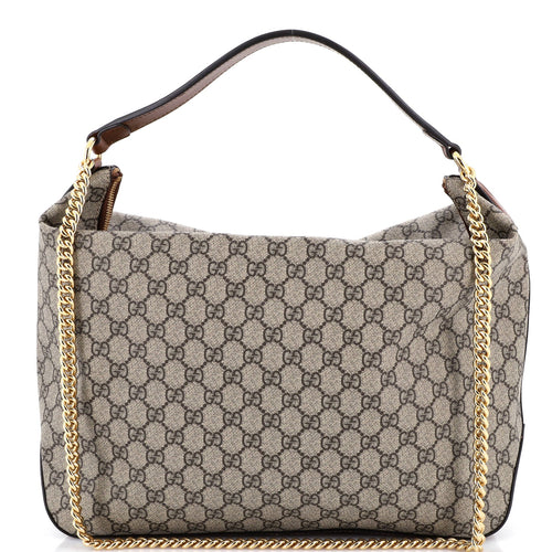 GUCCI Chain Hobo GG Coated Canvas Large